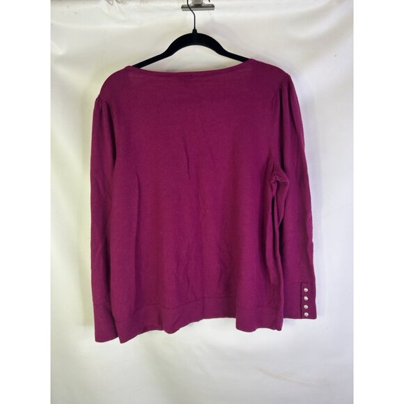 Talbots Merino Wool Button Detail Lightweight Sweater Purple - Picture 6 of 7